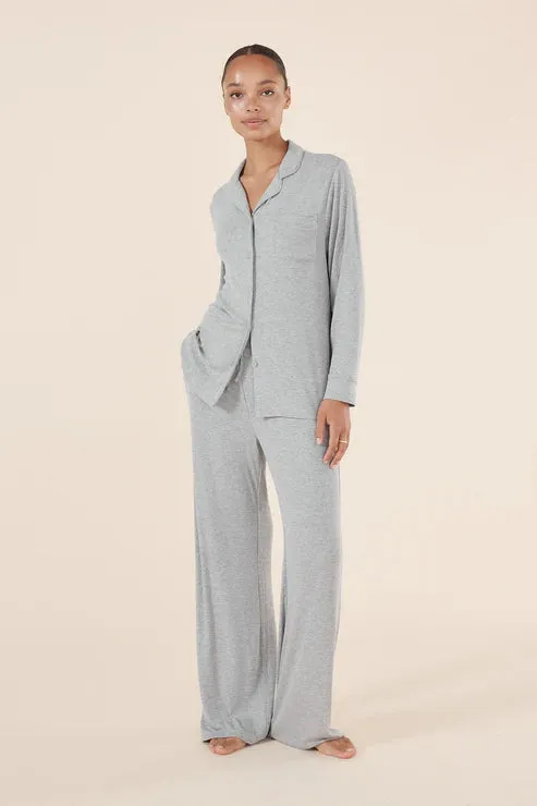 Emilia Ribbed Lounge PJ Set - Grey