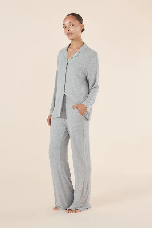 Emilia Ribbed Lounge PJ Set - Grey