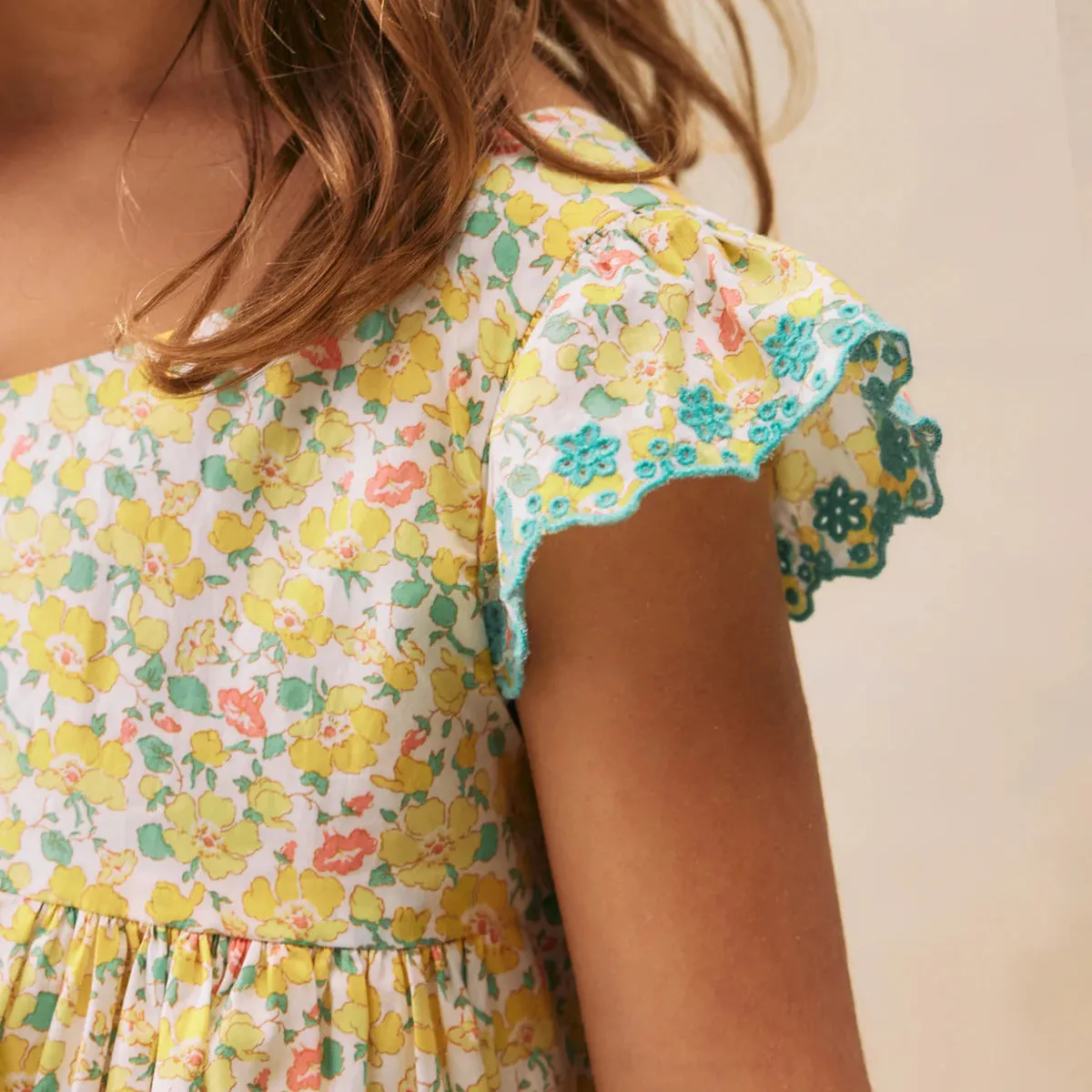 Emina embroidered dress made with Liberty fabrics