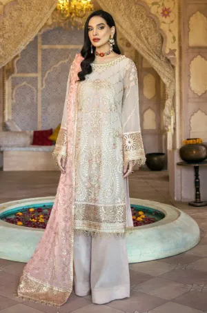 Ethereal White Kameez Salwar with Golden Details #PF333