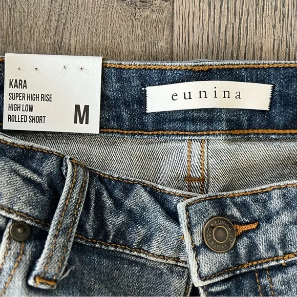 EUNINA NWT Kara Super High Rise Denim Jean Shorts Size M