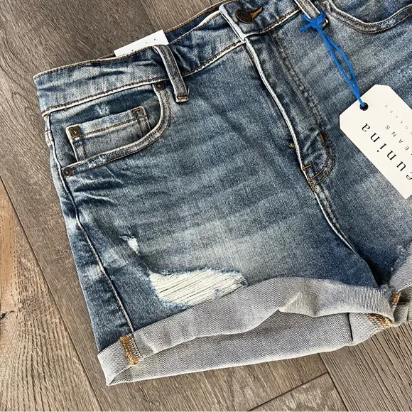 EUNINA NWT Kara Super High Rise Denim Jean Shorts Size M