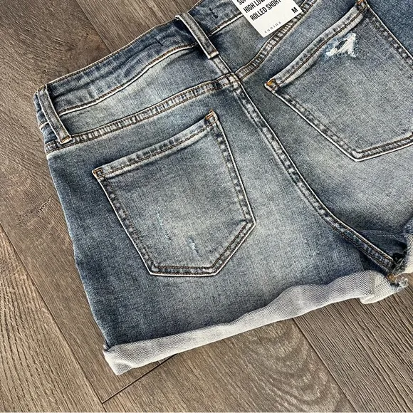 EUNINA NWT Kara Super High Rise Denim Jean Shorts Size M