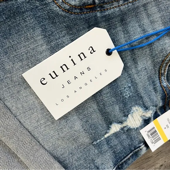 EUNINA NWT Kara Super High Rise Denim Jean Shorts Size M