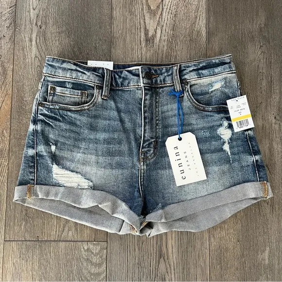 EUNINA NWT Kara Super High Rise Denim Jean Shorts Size M