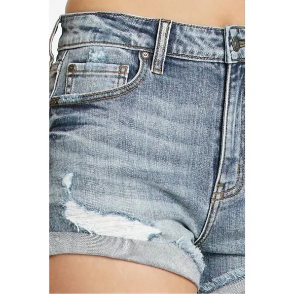 EUNINA NWT Kara Super High Rise Denim Jean Shorts Size M