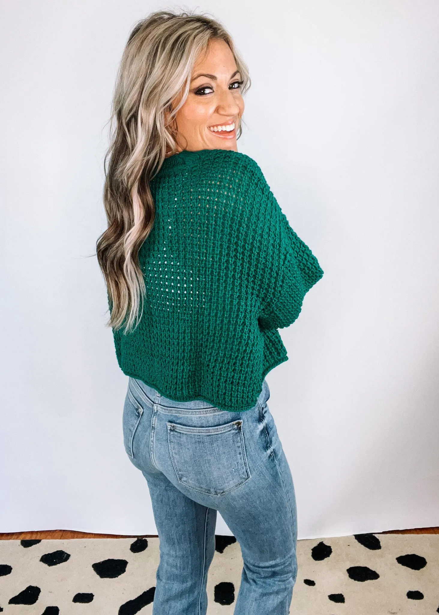 Evergreen Cropped Long Sleeve Sweater
