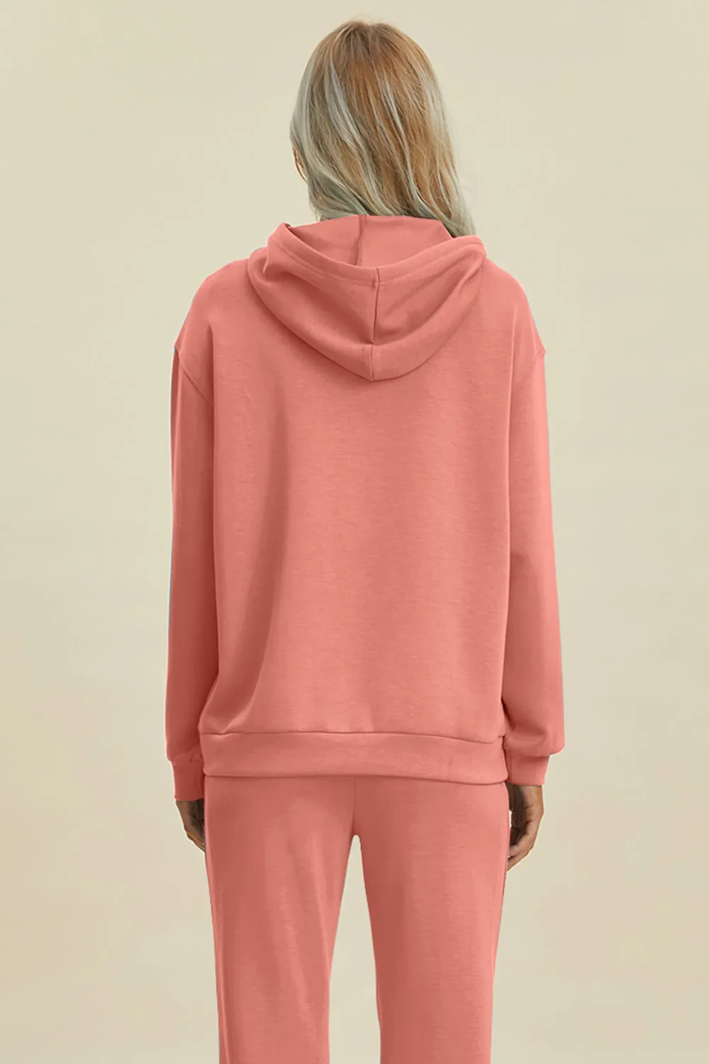 Everyday Drawstring Long Sleeve Hoodie with Kangaroo Pocket
