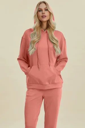 Everyday Drawstring Long Sleeve Hoodie with Kangaroo Pocket