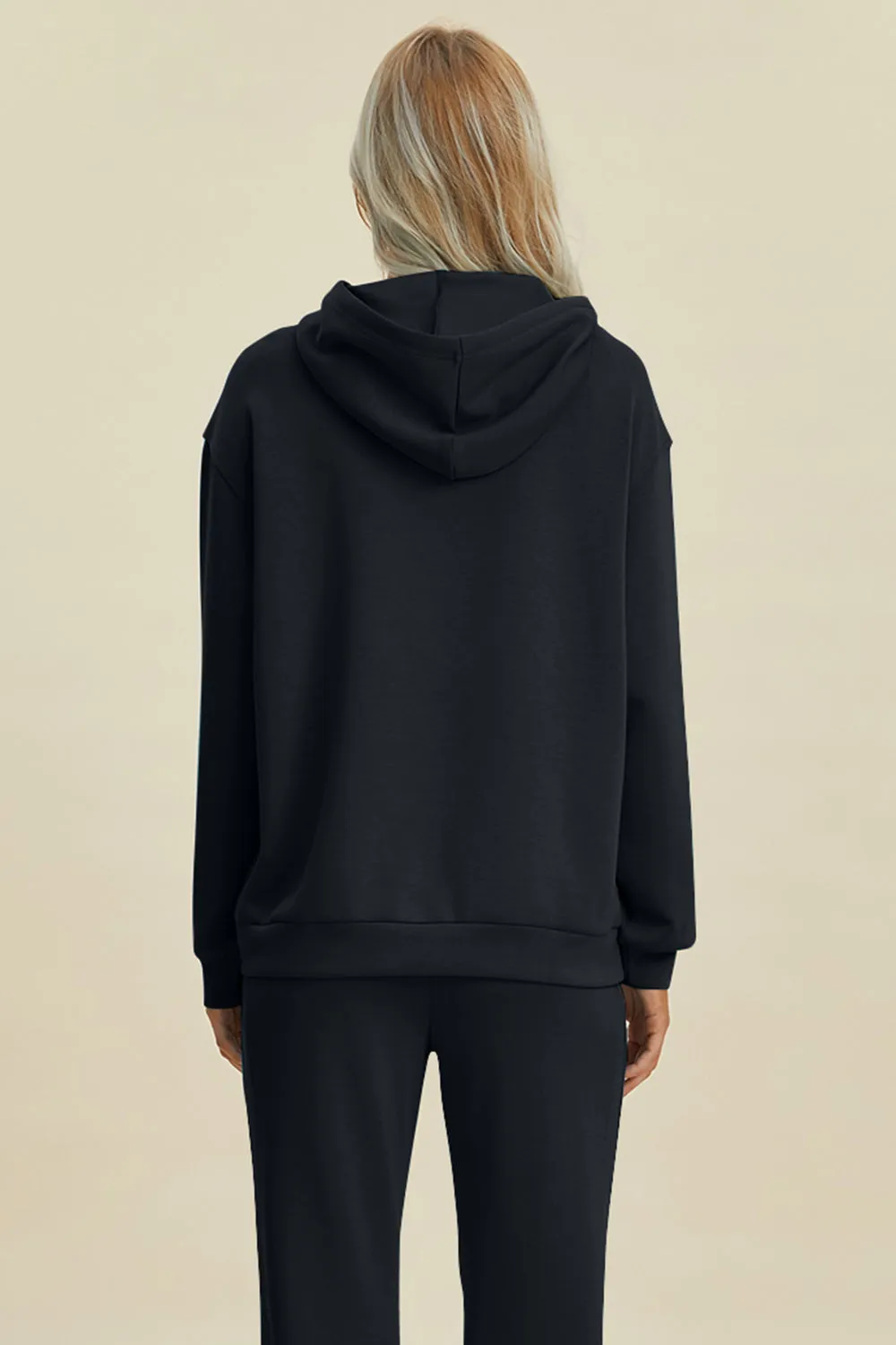 Everyday Drawstring Long Sleeve Hoodie with Kangaroo Pocket