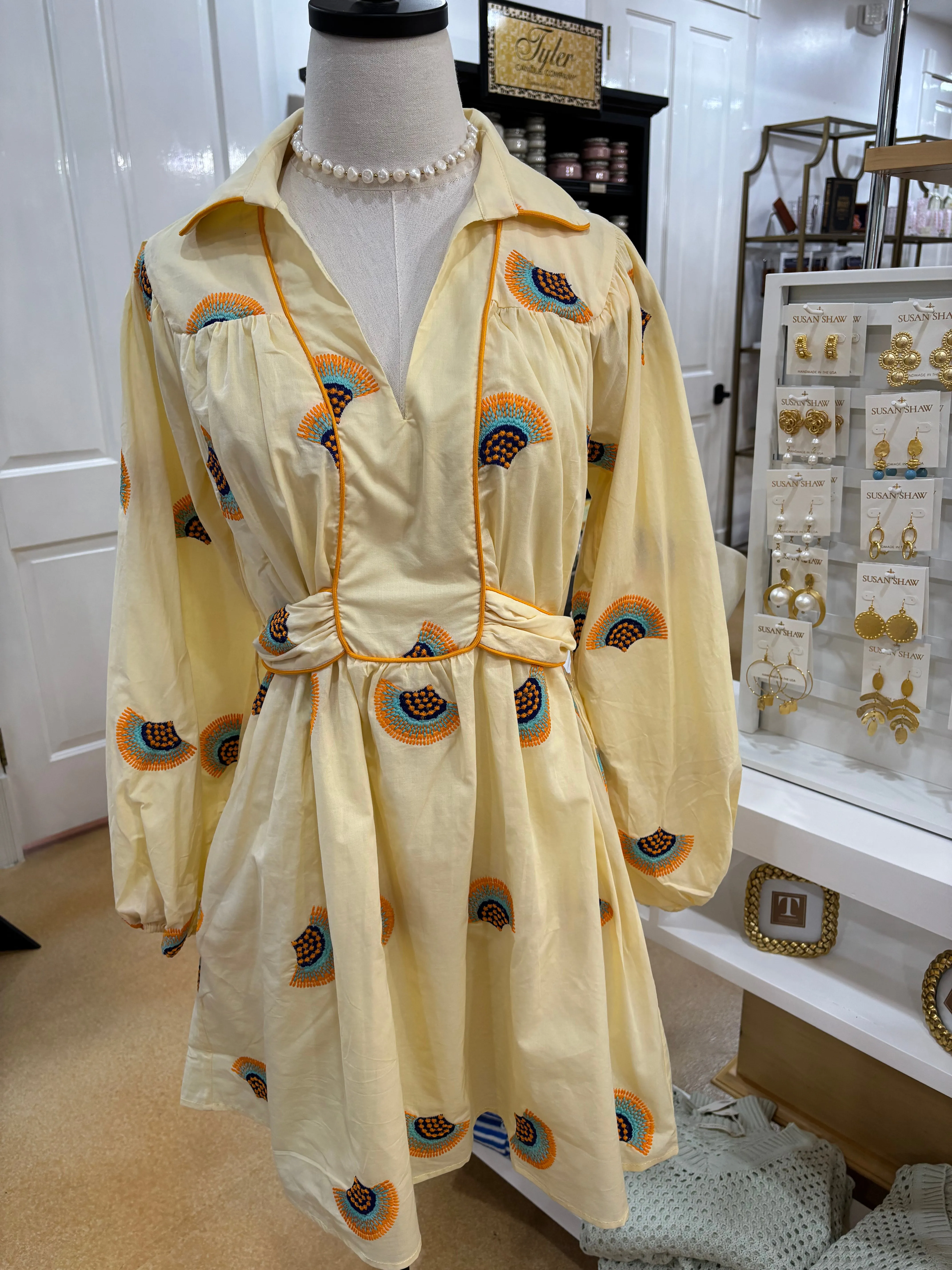 Fan Embroidered Dress