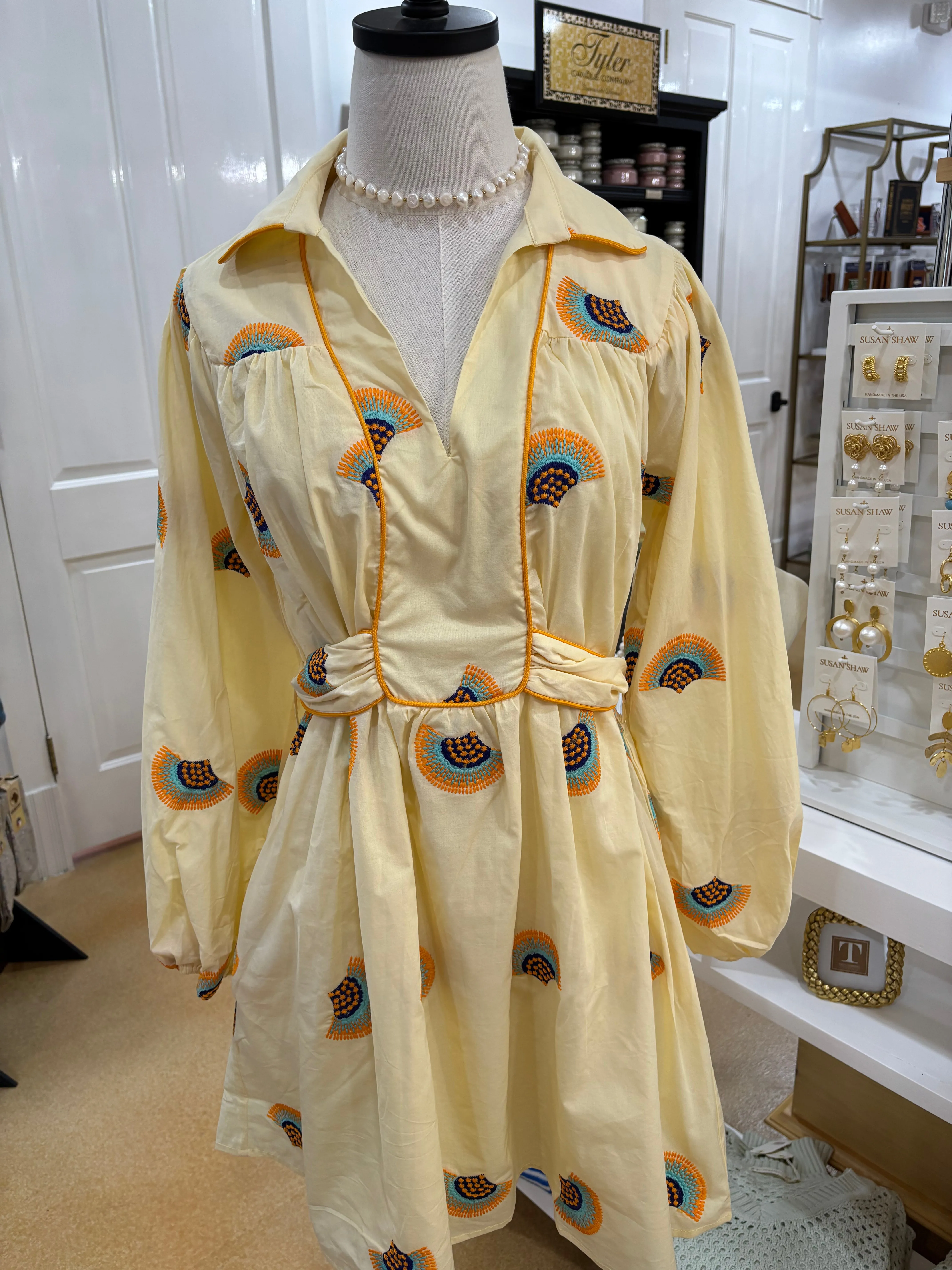 Fan Embroidered Dress