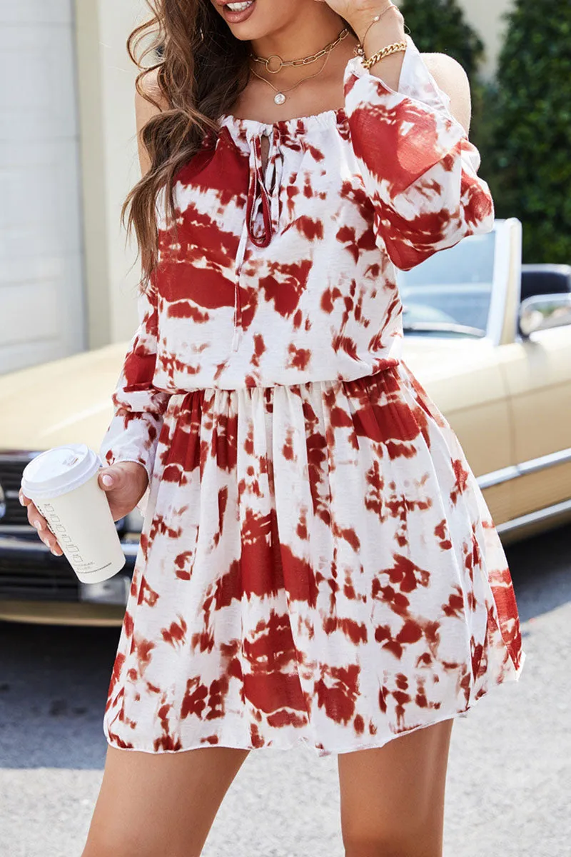 Fashion Street Tie-Dye Patchwork Spaghetti Strap Waist Skirt Dresses