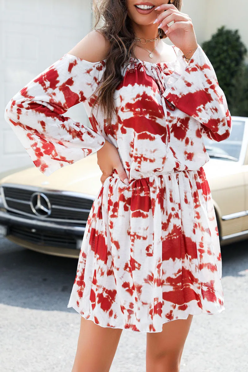 Fashion Street Tie-Dye Patchwork Spaghetti Strap Waist Skirt Dresses