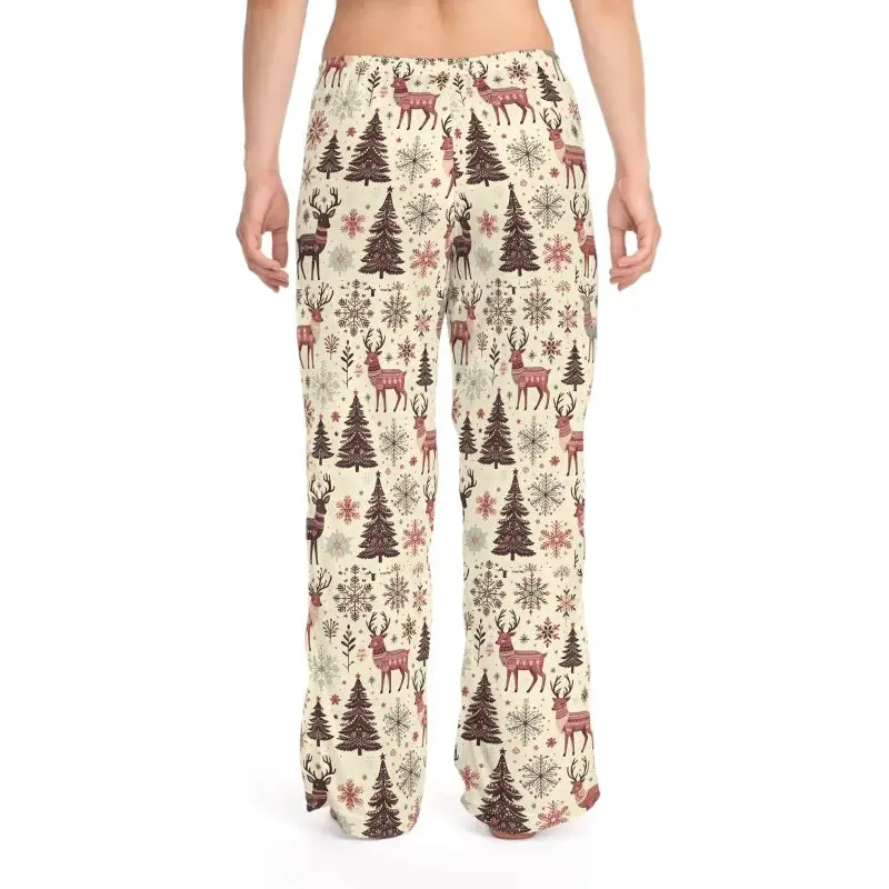 Festive Pajama Pants Reindeer Pattern Cozy Vibes