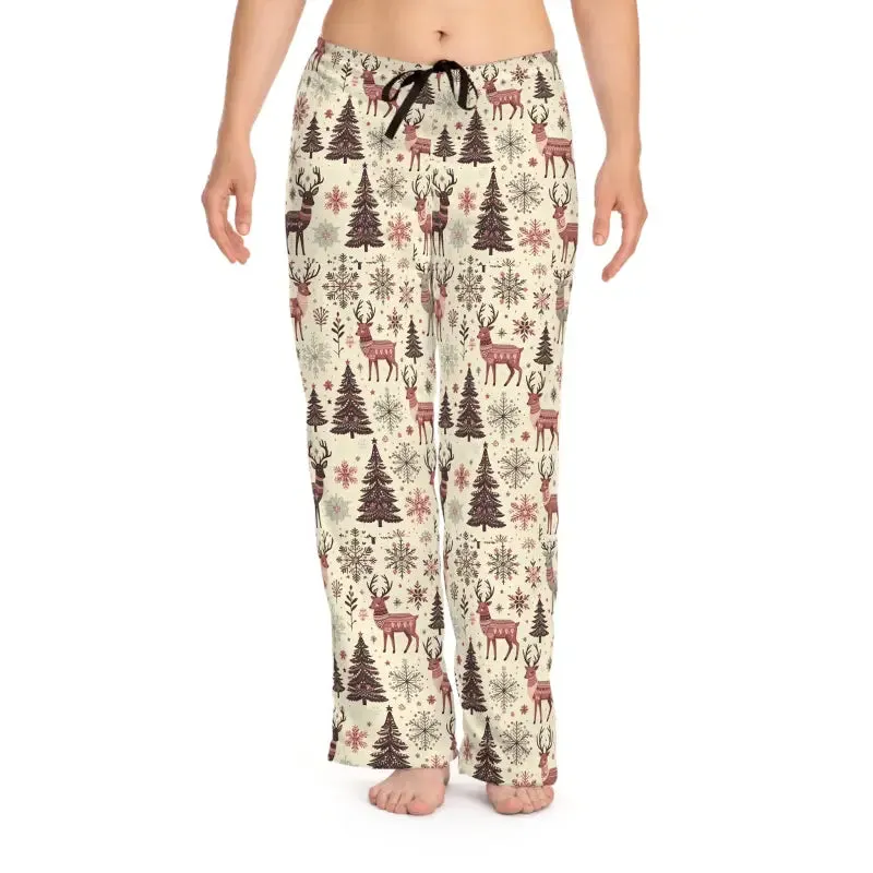 Festive Pajama Pants Reindeer Pattern Cozy Vibes
