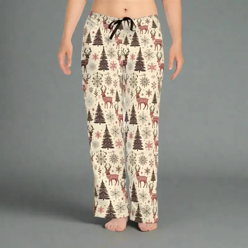 Festive Pajama Pants Reindeer Pattern Cozy Vibes