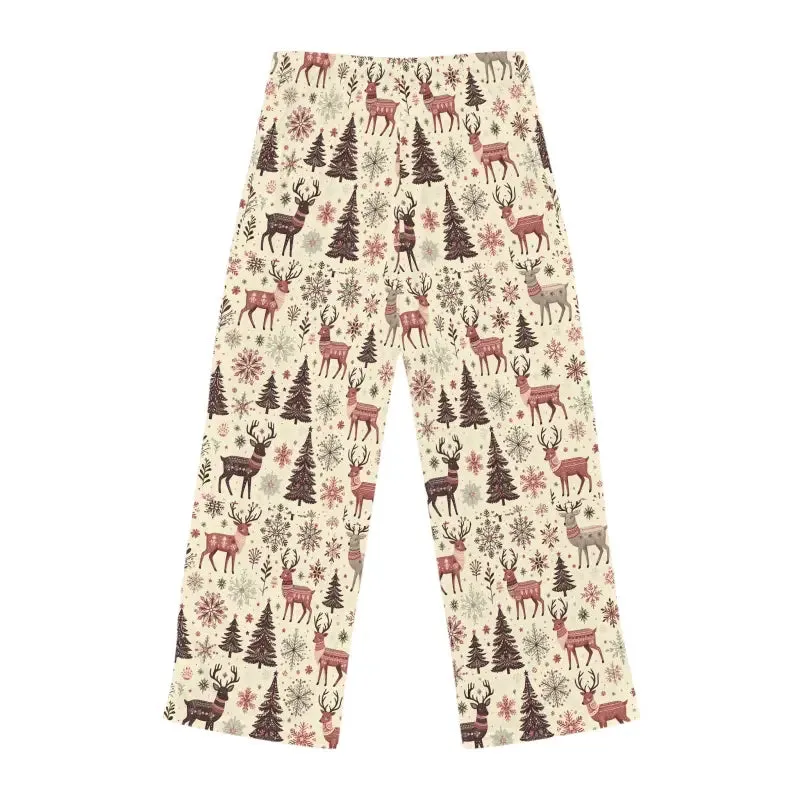 Festive Pajama Pants Reindeer Pattern Cozy Vibes