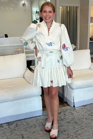 FINAL SALE: Ciebon Embroidered Parkscape Dress in Cream