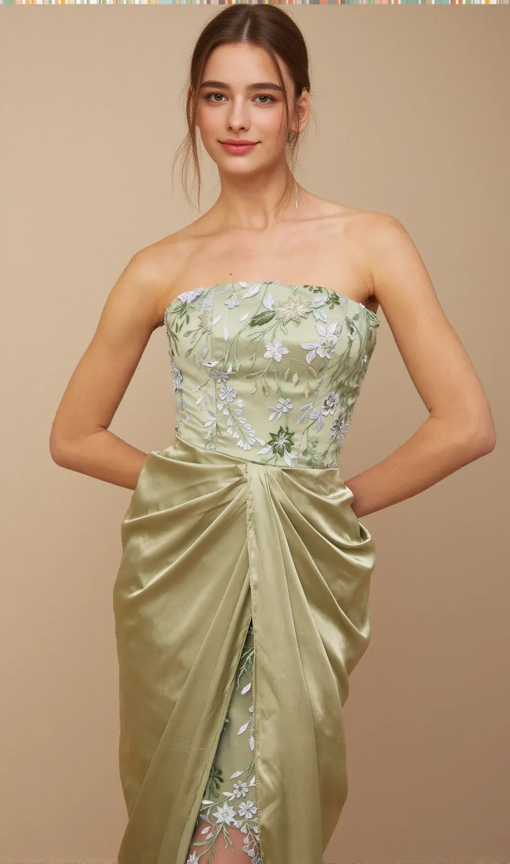 Flavia floral-embroidered panelled maxi dress