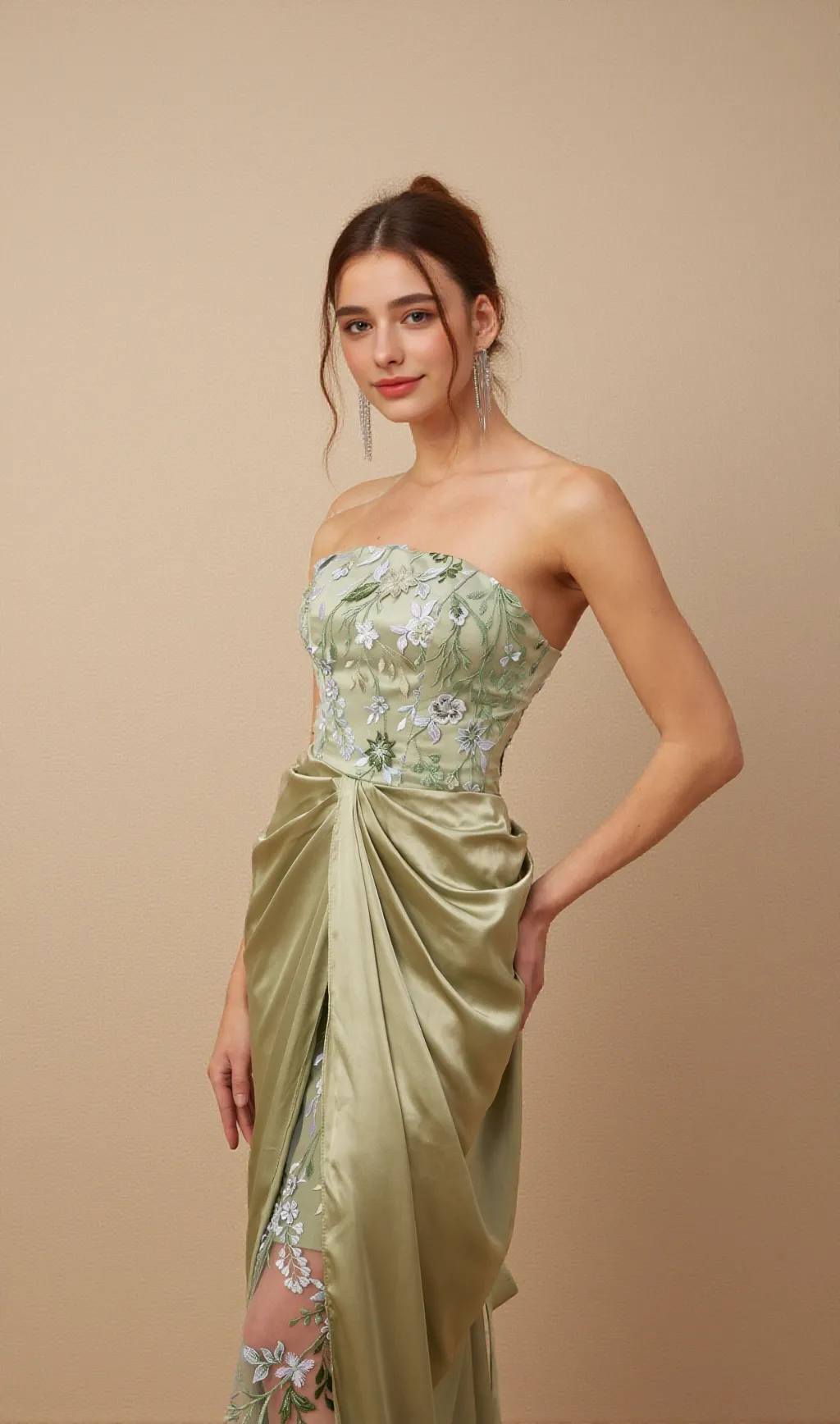 Flavia floral-embroidered panelled maxi dress
