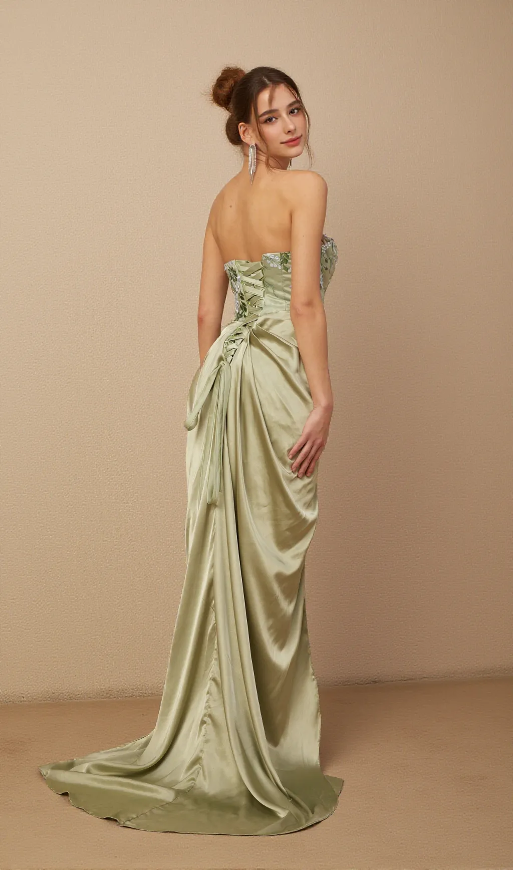 Flavia floral-embroidered panelled maxi dress