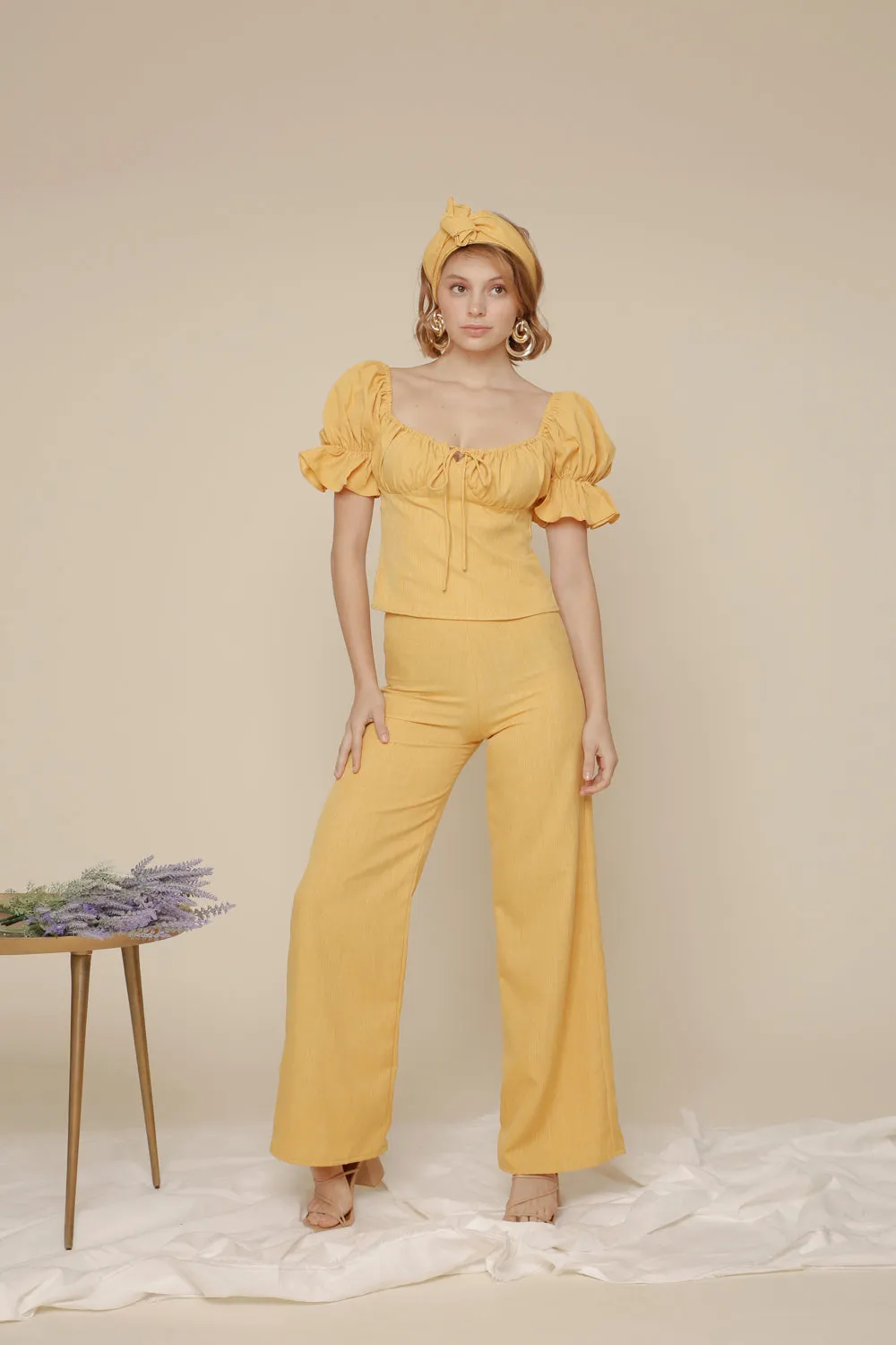 FLOR High Waist Culottes (Yellow Chambray)