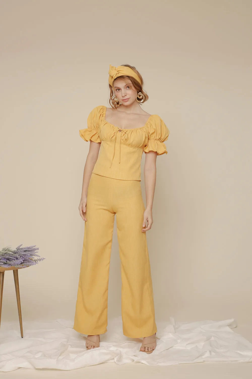 FLOR High Waist Culottes (Yellow Chambray)