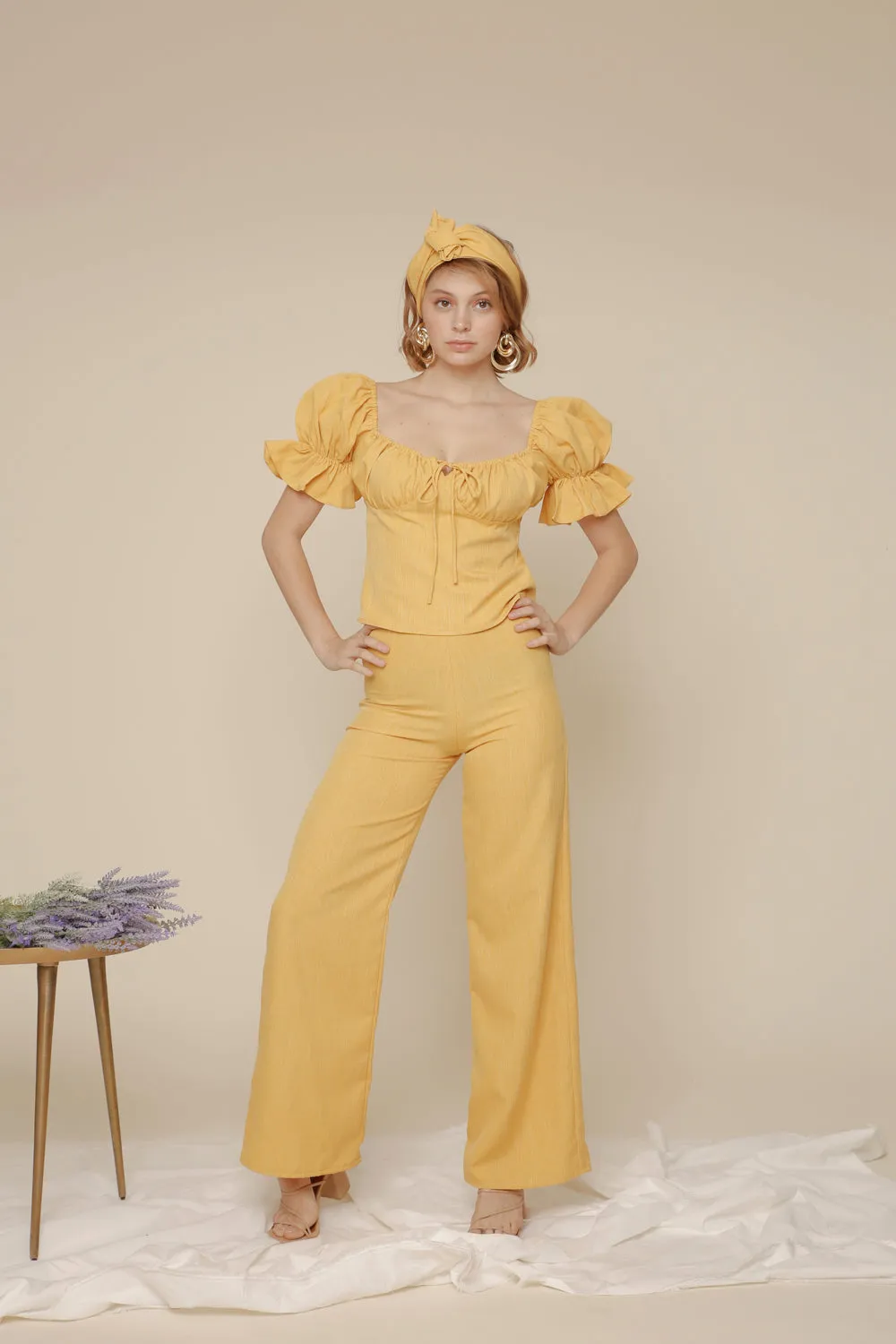 FLOR High Waist Culottes (Yellow Chambray)