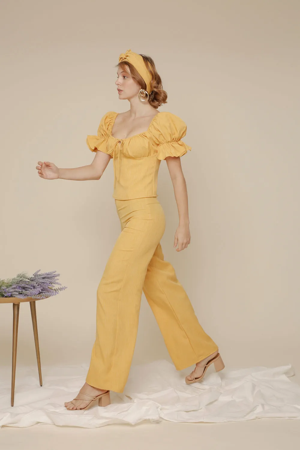 FLOR High Waist Culottes (Yellow Chambray)