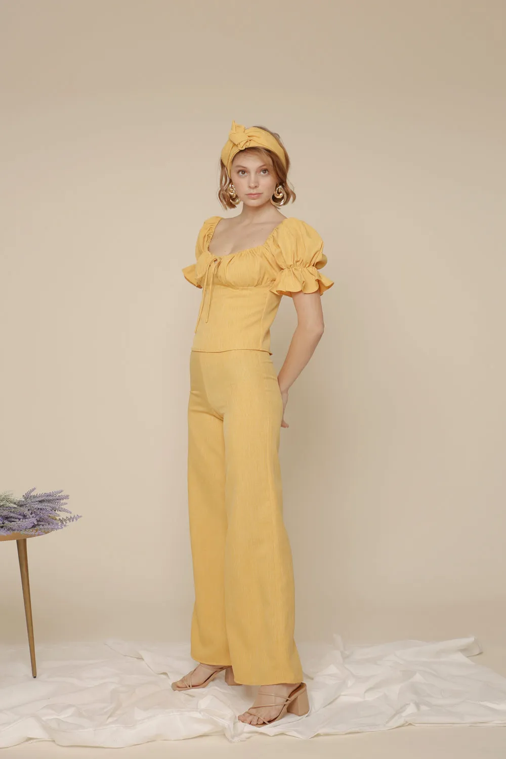 FLOR High Waist Culottes (Yellow Chambray)