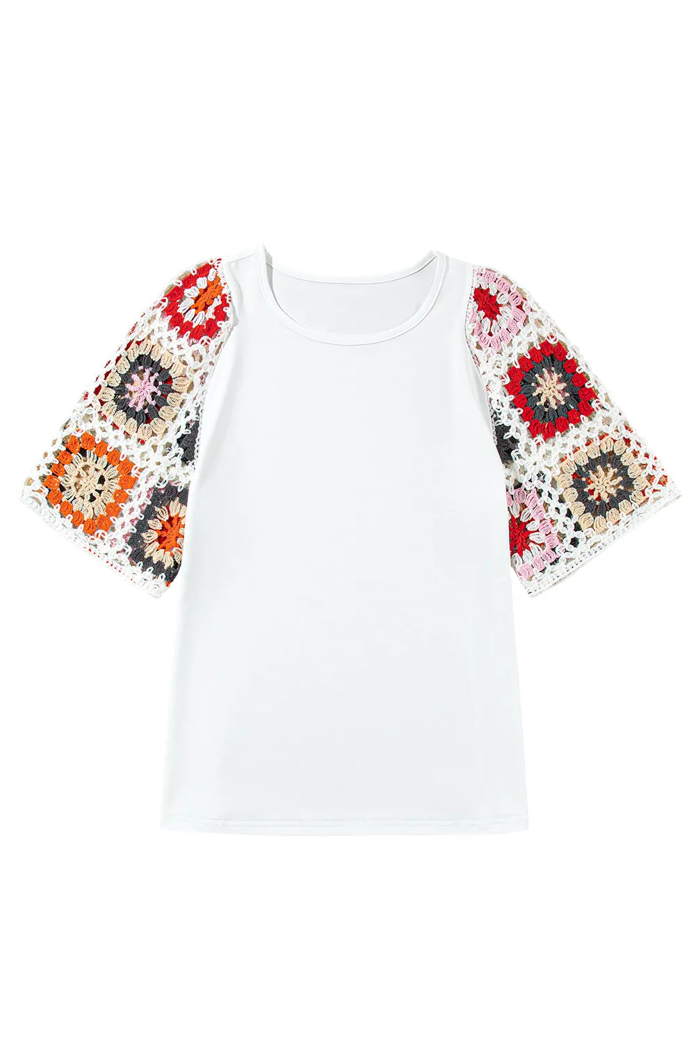 Floral Crochet Short Sleeve Top