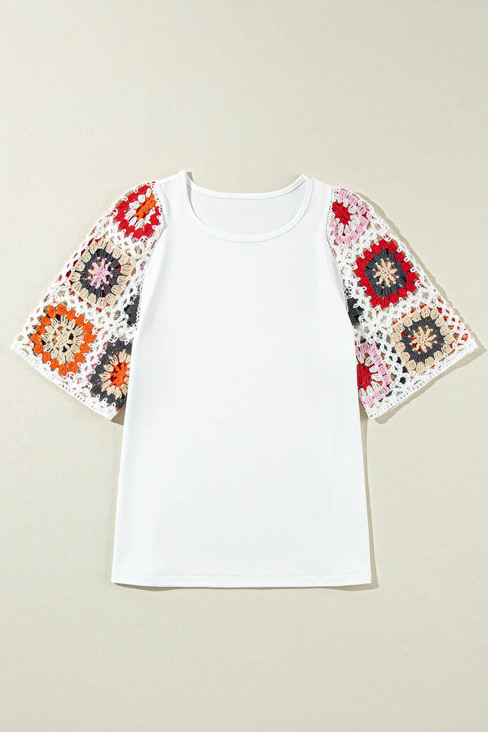 Floral Crochet Short Sleeve Top