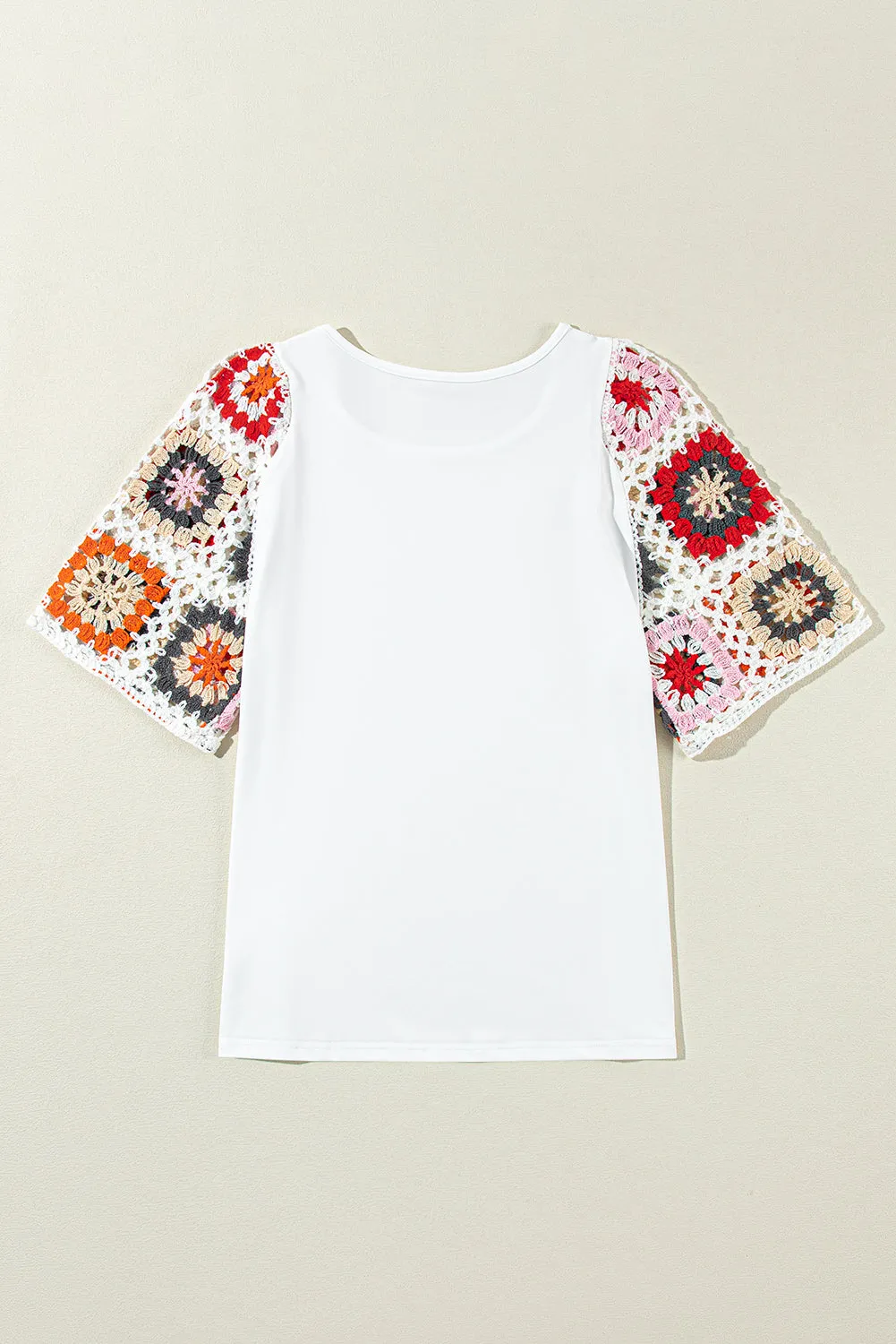 Floral Crochet Short Sleeve Top