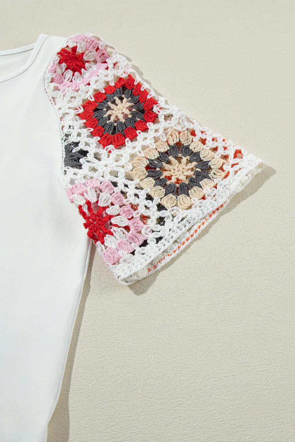 Floral Crochet Short Sleeve Top