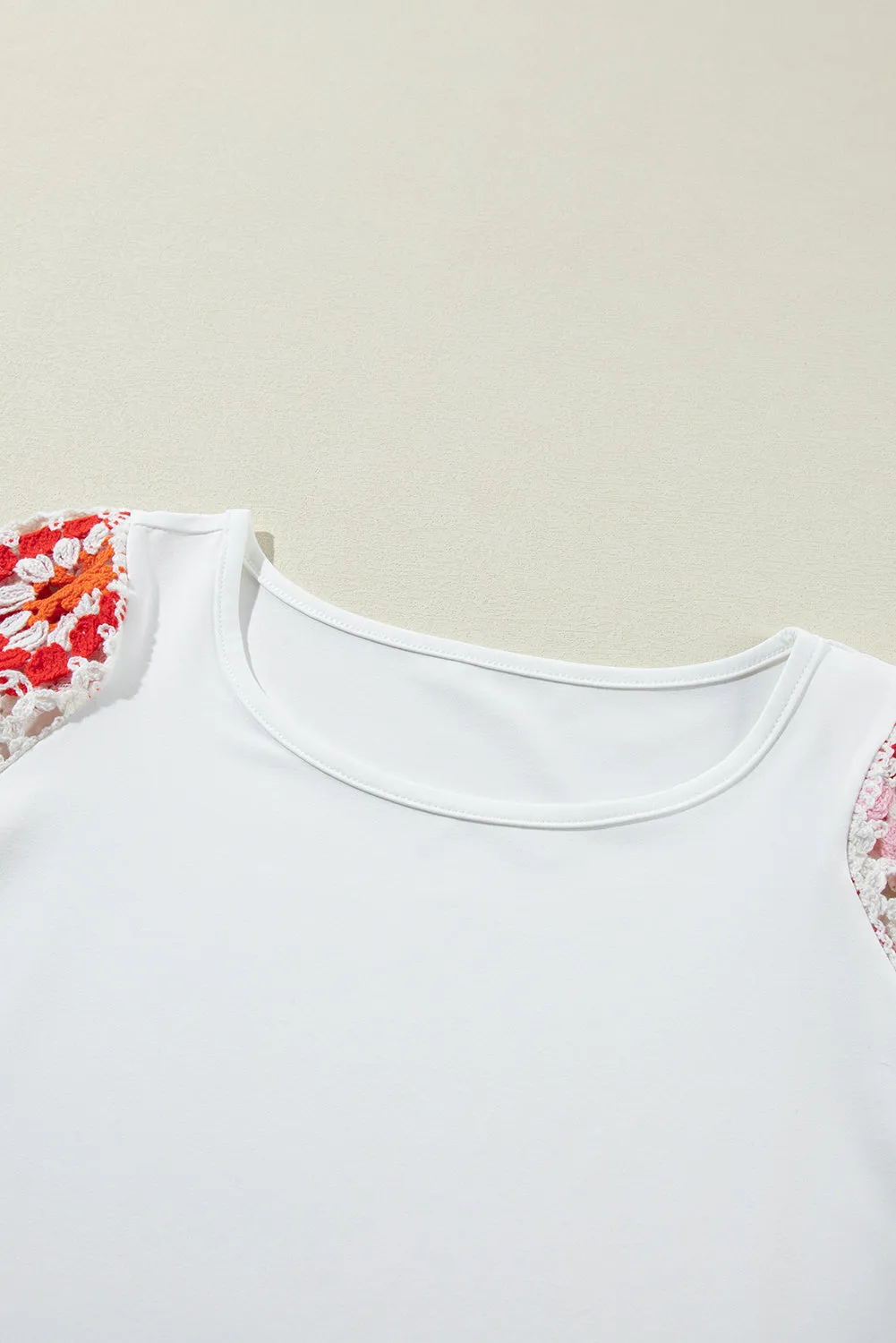 Floral Crochet Short Sleeve Top