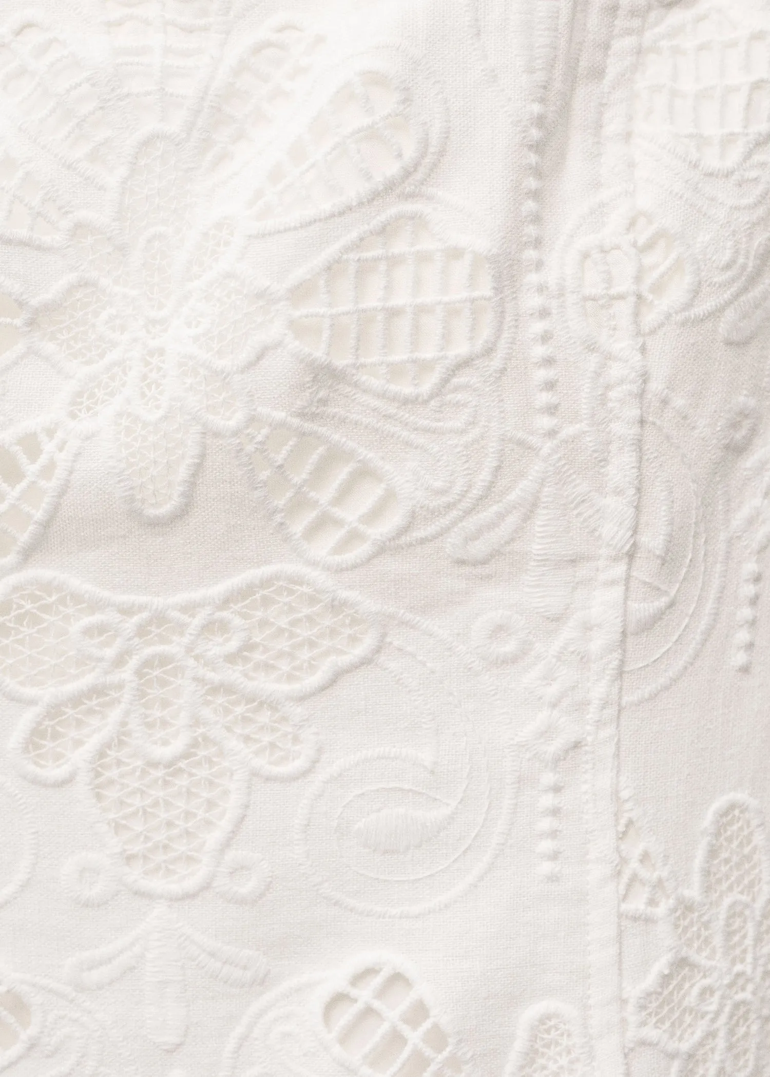 Floral embroidered linen flared dress