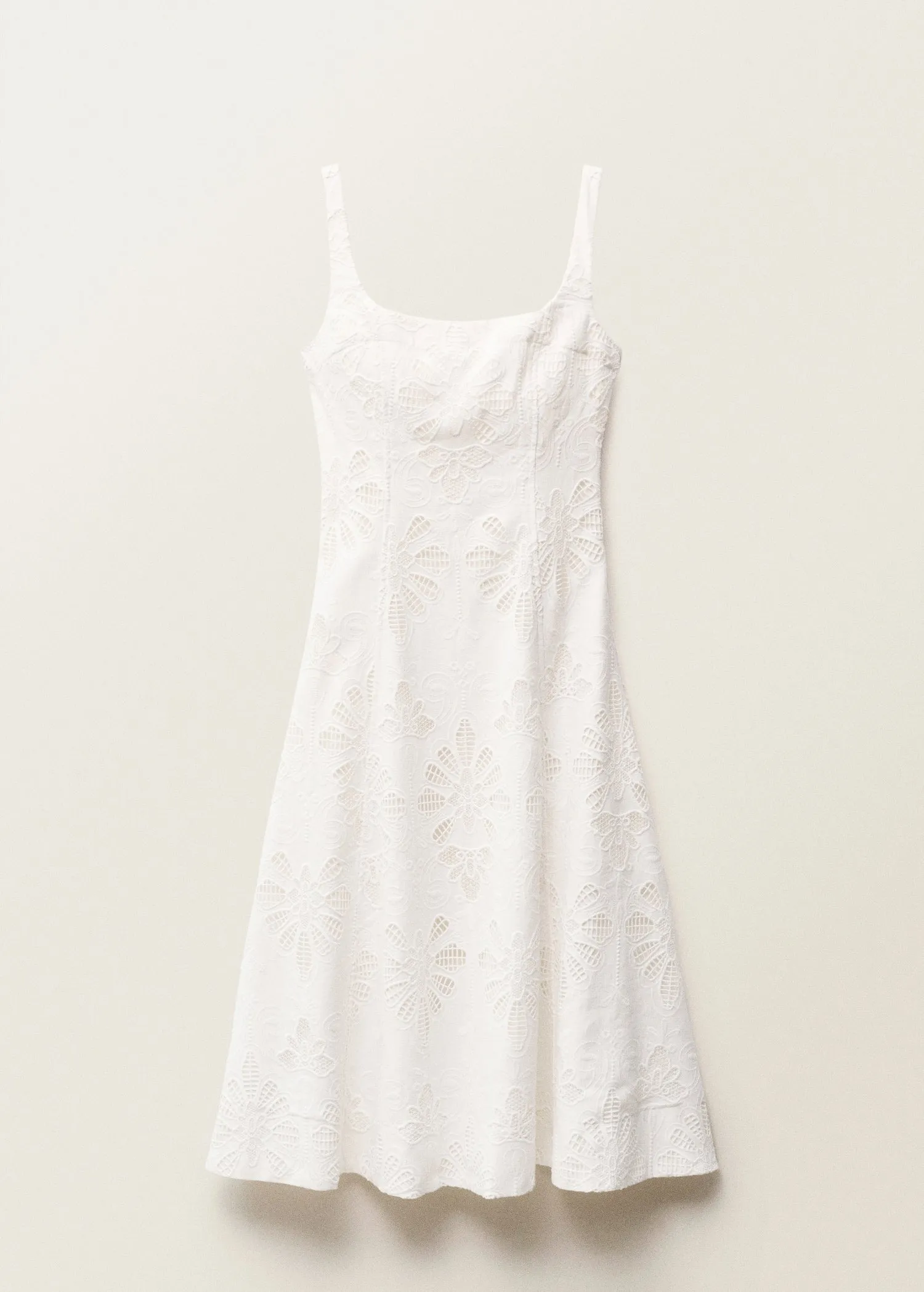 Floral embroidered linen flared dress