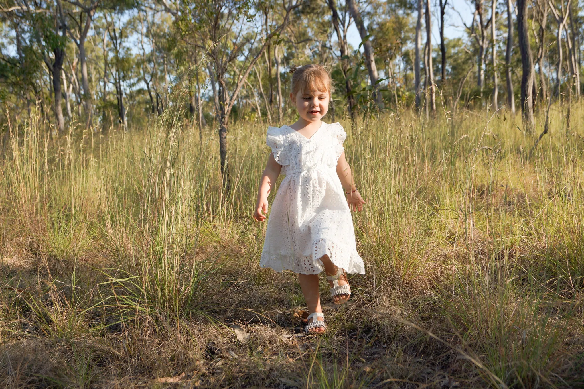 Flower Embroidered Dress - Pearl Button