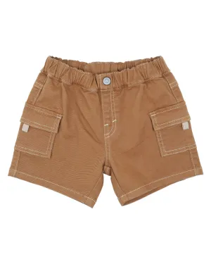 FOX & FINCH CARAMEL PATCH POCKET SHORTS