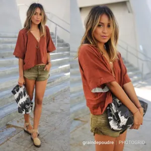 Free People Irreplaceable Army Green Cutoff Shorts