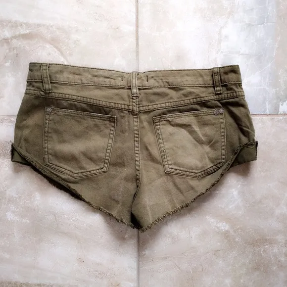 Free People Irreplaceable Army Green Cutoff Shorts