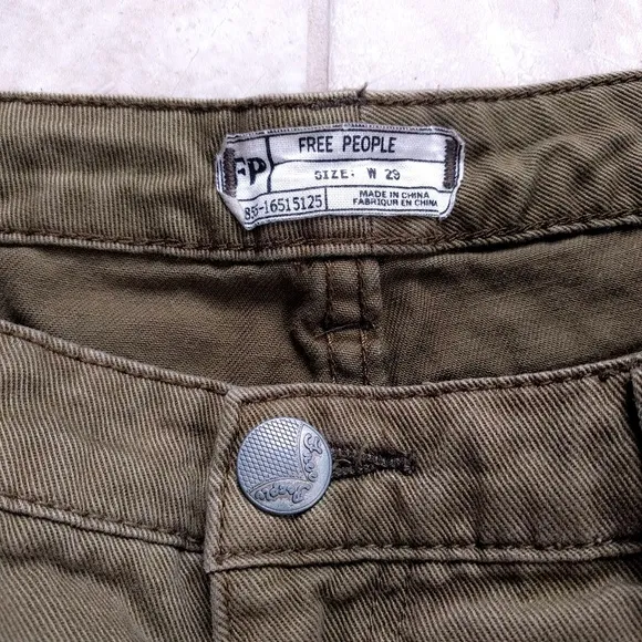 Free People Irreplaceable Army Green Cutoff Shorts