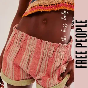 Free People shorts XL cotton striped cuffed paper bag boho