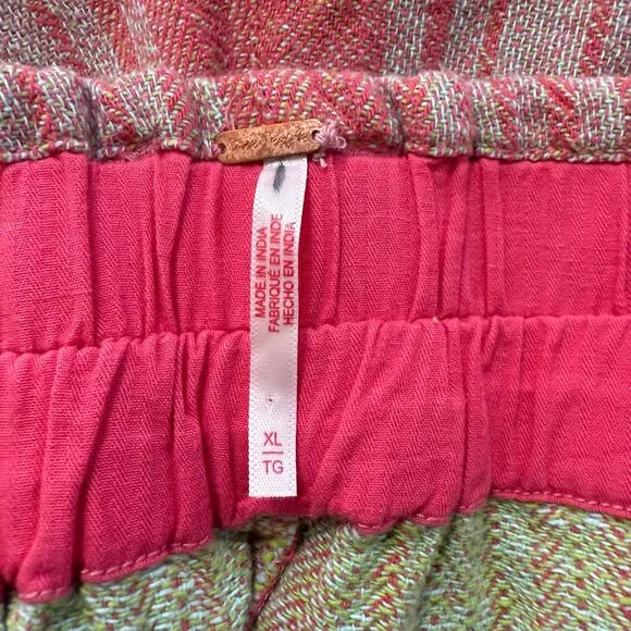 Free People shorts XL cotton striped cuffed paper bag boho