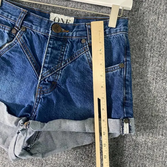 Free People x One Teaspoon Shorts 24 Blue Denim Hawks High Rise Cuffed