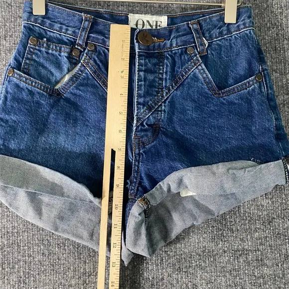Free People x One Teaspoon Shorts 24 Blue Denim Hawks High Rise Cuffed