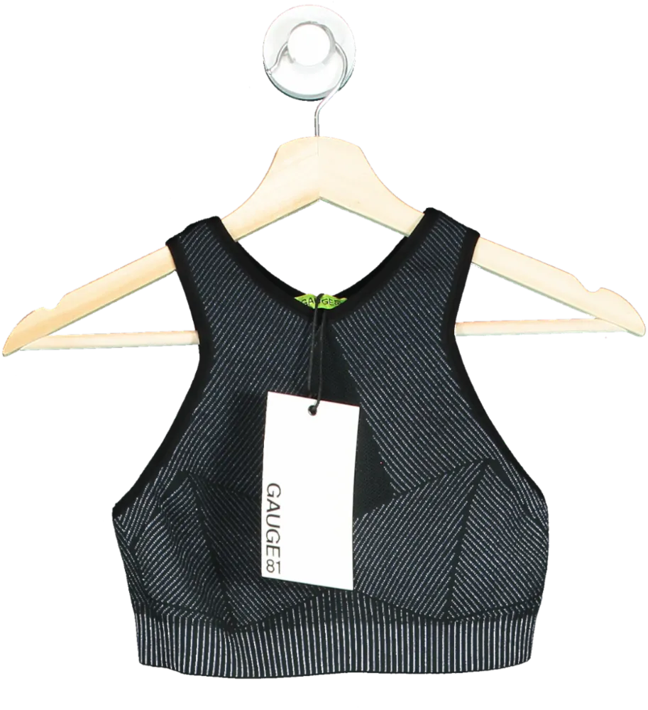 Gauge81 Black & Navy Yukon Sports Bra In Black / Cornflower UK S