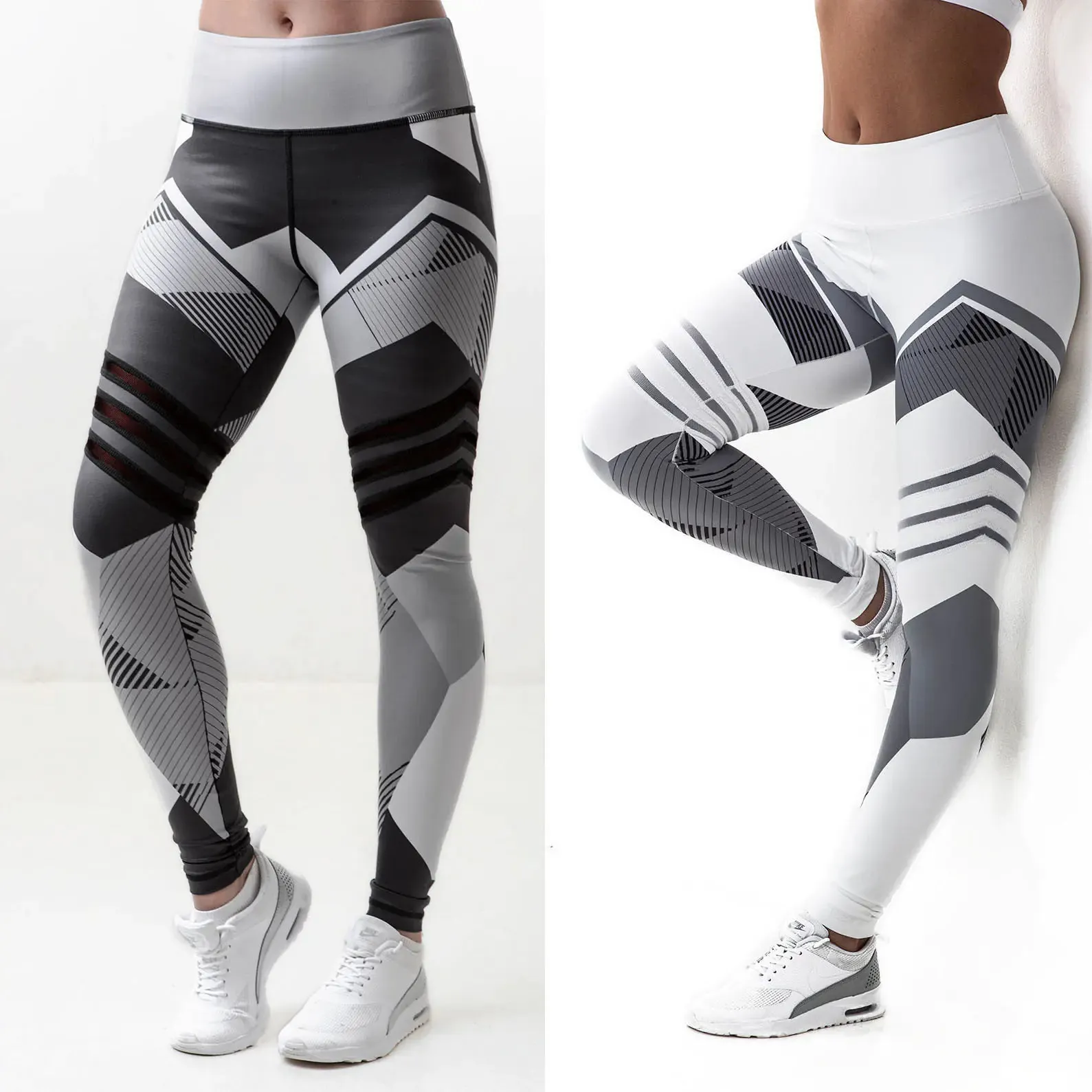 Geometric Print Slim Yoga Pants for Women