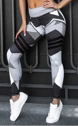 Geometric Print Slim Yoga Pants for Women